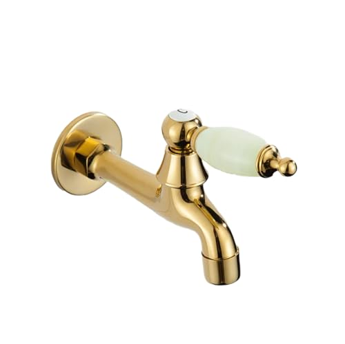 Wand Wasserhahn Natürlicher Jade-Gold-Vollkupfer-Hauptkörper Waschmaschinen-Wasserhahn Mopp-Pool Schnell Öffnender Einzelner Kalter Kleiner Wasserhahn In Die Wand Saphir-Langmopp von QUINTO