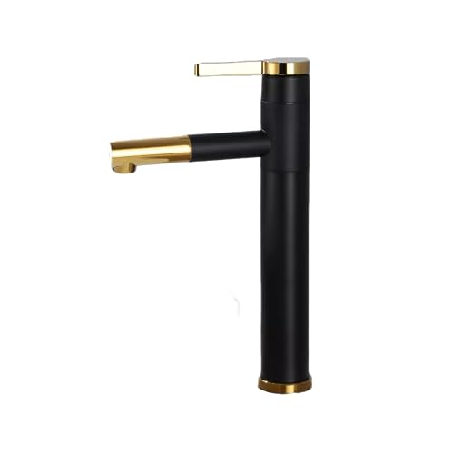 Waschbecken Für Badezimmer Schwarzer Ausziehbarer Wasserhahn Über Dem Aufsatzwaschbecken Waschbecken Waschbecken Badezimmer Unter Dem Aufsatzbecken Warm- Und Kaltwasserhahn Schwarz + Gold Hoch von QUINTO