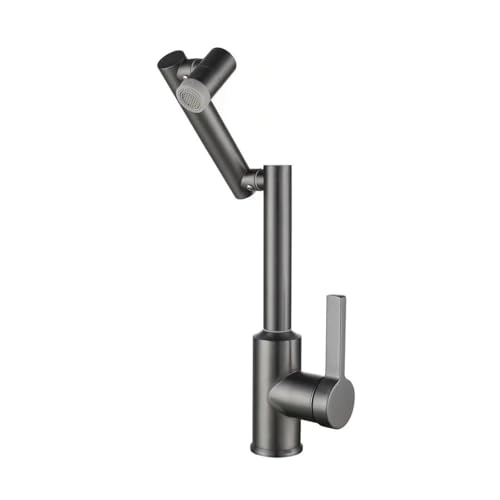 Wasserhahn Kuechen Roboterarm Universal Wasserhahn Waschbecken Heiß Und Kalt Küche Bad Multifunktionale Rotation Pistole Grau von QUINTO
