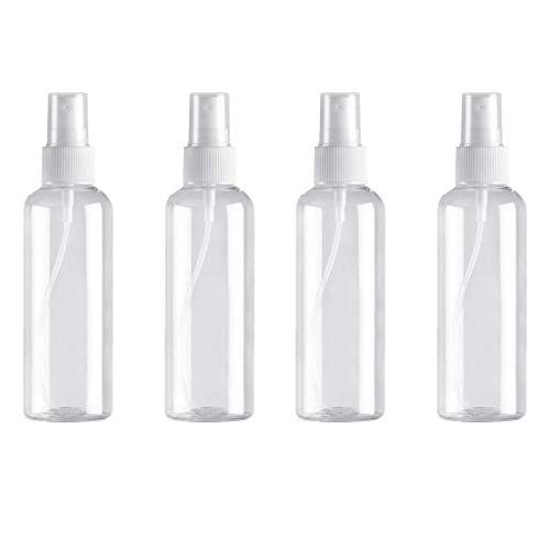 QUINTRA 100ml Flüssigkeitsflasche 4pc Flasche Wiederverwendbare Flasche Sprühdose leer Spray Reinigungsmittel Flaschenbürsten-Set (Clear, One Size) von QUINTRA