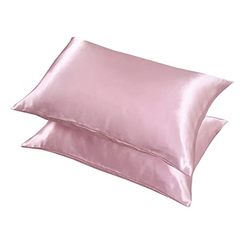 QUINTRA 2 Stück Homeware Seidenkissenbezüge, Seiden-Doppelkissenbezug, Rosa Kissen Couch Groß (Pink, A) von QUINTRA