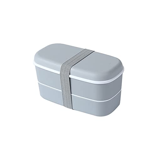QUINTRA Bento Box Kühlschrank Lebensmittel Frischhaltebox Doppellagige Kinder Lunch Box Bento Box Lebensmittel Aufbewahrungsbehälter Abendessen Schüsseln Plastik Mikrowelle (Grey, One Size) von QUINTRA