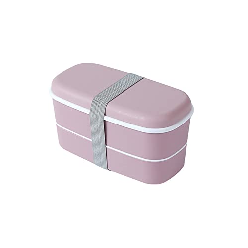 QUINTRA Bento Box Kühlschrank Lebensmittel Frischhaltebox Doppellagige Kinder Lunch Box Bento Box Lebensmittel Aufbewahrungsbehälter Abendessen Schüsseln Plastik Mikrowelle (Pink, One Size) von QUINTRA