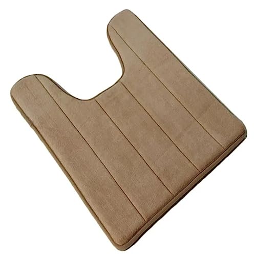 QUINTRA Coral Velvet Slow U-förmige Memory-Baumwolle Bodenmatte Badezimmer Anti-Toilettensitzmatte Türmatte Toiletten-Antimatte Runde Teppiche Klein Rot (Khaki, A) von QUINTRA