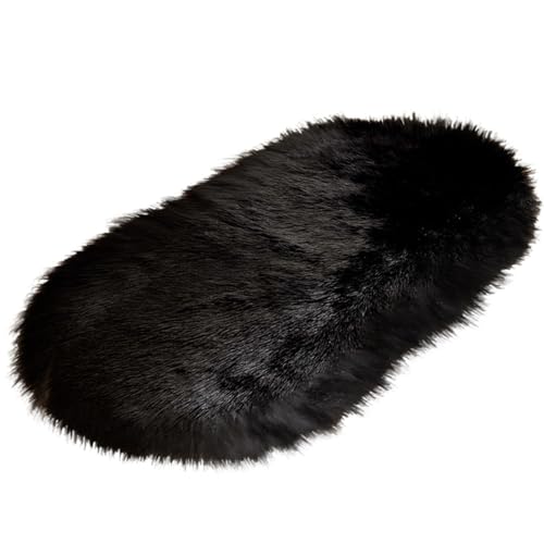 QUINTRA Nachahmung Wolle Teppich Oval Lange Plüsch Teppich Couchtisch Wohnzimmer Schlafzimmer Nachttisch Decke Fenster Teppich Kariert (Black, A) von QUINTRA