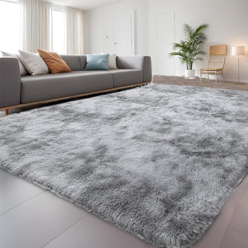 QUINZI Weiche Teppich 160x230 Hochflorteppiche Moderne Flauschige Teppich Schlafzimmer Wohnzimmer Kinderzimmer Zottelteppiche rutschfeste teppiche(Hellgrau) von QUINZI