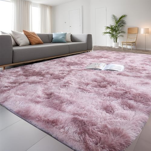 QUINZI Weiche Teppich 180x270 Hochflorteppiche Moderne Flauschige Teppich Schlafzimmer Wohnzimmer Kinderzimmer Zottelteppiche rutschfeste teppiche(Pink) von QUINZI