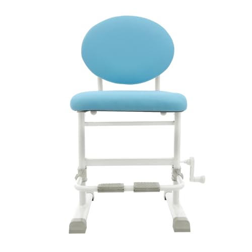 Bürohocker, höhenverstellbar, mit Kissen und Fußstütze, Schminktisch für Kinder, für Arbeitszimmer, Kinderzimmer, Wohnzimmer, Schulen, Unterrichtshilfen (blau + weiß) von QUIOTUIR