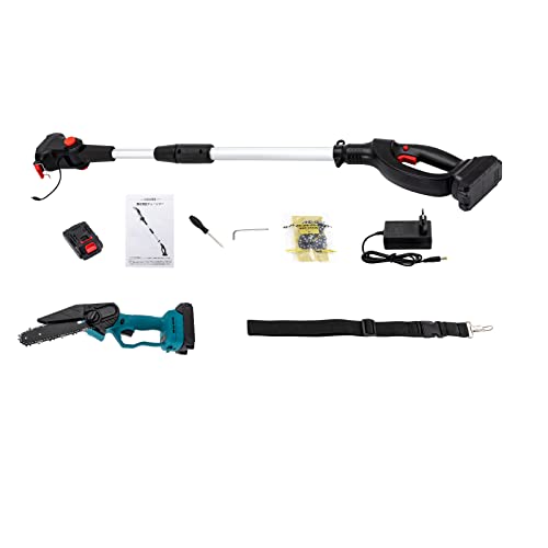 QUIOTUIR 2-in-1-Kettensäge mit Handsäge, verstellbar, abnehmbar, Akku-Kettensäge, 3000 U/min, 750 W, Akku-Kettensäge für Sägen von Ästen, hohen Ästen, kleinen Bäumen von QUIOTUIR