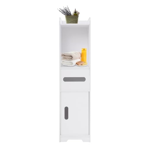 QUIOTUIR Badezimmerschrank mit drei Ebenen, Weiß, mit Schiebetür, Tragfähigkeit 25 kg, Waschtisch für Schlafzimmer, Badezimmer, Wohnzimmer, Arbeitszimmer, Büro, 24 x 20 x 80 cm von QUIOTUIR