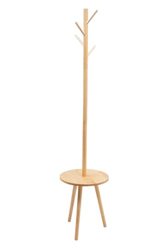 Quiotuir Freistehende Garderobe Mit Regal 4 Haken 40 X 40 X 172 cm Garderobenständer Und Holztaschen Für Flure Schlafzimmer Wohnzimmer von QUIOTUIR