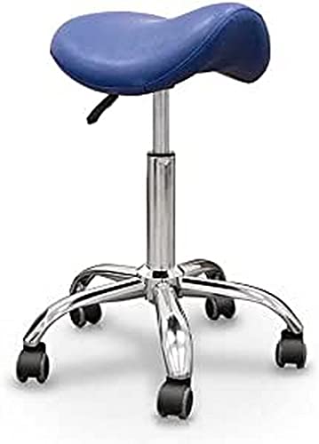 QUIRUMED Pony-Hocker, Chromgestell mit 5 Rädern, Blaue Farbe, ergonomisch, leicht, höhenverstellbar, hochdichte Polsterung, Kunstleder, bis zu 150 kg von Quirumed
