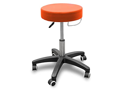 QUIRUMED Hocker mit rollbarem Untergestell und Handtuchhalter, Farbe Orange, Kunstleder, hochdichte Polsterung, leicht, mit Rollen, höhenverstellbar, bis 150 kg QUIRUMED Hocker mit rollbarem Untergestell und Handtuchhalter, Farbe Orange, Kunstleder, hochdichte Polsterung, leicht, mit Rollen, höhenverstellbar, bis 150 kg von Quirumed