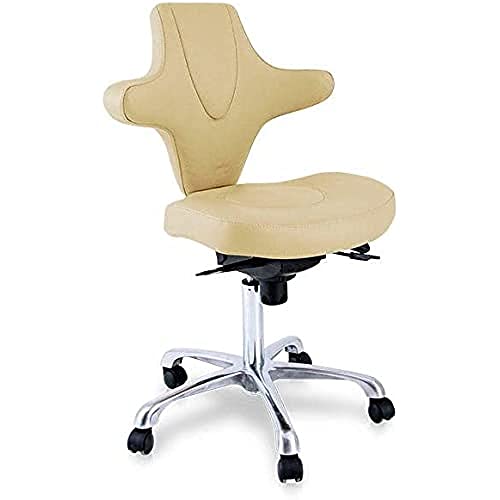 QUIRUMED Hocker mit ergonomischer Rückenlehne und attraktivem Design, beige Farbe, Metallstruktur, Kunstleder, höhenverstellbar, Rückenlehnenneigung, bis zu 150 kg von Quirumed