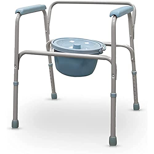 QUIRUMED Toilettenstuhl für technische Hilfsmittel, WC-Stuhl, Aluminium, PVC, höhenverstellbar, mit Abnehmbarer Toilette, für ältere Menschen, für Behinderte von Quirumed