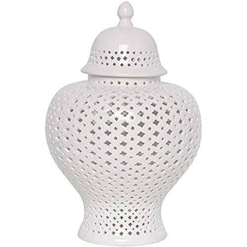 QULONG Europäische keramische keramische einfache weiße hohl Glas, Keramik große vase Ornamente kreative Kunst und Handwerk Wohnzimmer Dekoration zubehör,45x31cm von QULONG