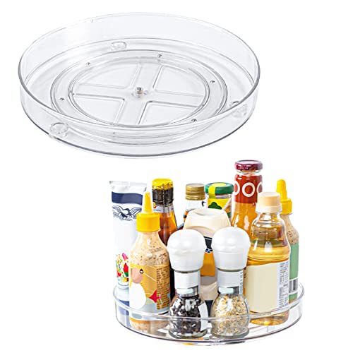 QUMENEY Lazy Susan Drehteller Schrank Drehen Gewürzregal Organizer Multifunktionale Küche Lagerung für Schrank Kühlschrank Tisch Speisekammer Klar (Einlagig) von QUMENEY