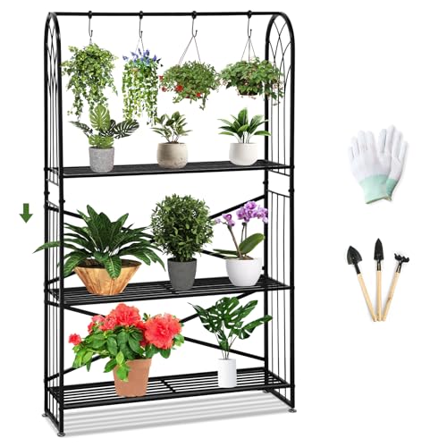 QUMENEY Pflanzenständer mit 3 Ebenen schwarzes Metall hohe Pflanzenregale für drinnen und draußen robustes Blumenregal großer Pflanzgefäßhalter für Wohnzimmer Garten Balkon Terrasse QUMENEY Pflanzenständer mit 3 Ebenen schwarzes Metall hohe Pflanzenregale für drinnen und draußen robustes Blumenregal großer Pflanzgefäßhalter für Wohnzimmer Garten Balkon Terrasse von QUMENEY