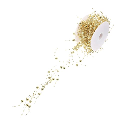 QUMIIRITY 1 Rolle Vase Perlenkette Lichter Tourperlen künstlich Fälschung schwimmende Perle Hochzeitsdeko plastiktisch Pearl Necklace raumdeko vases füller Perlendekor Perlenornamente Golden von QUMIIRITY