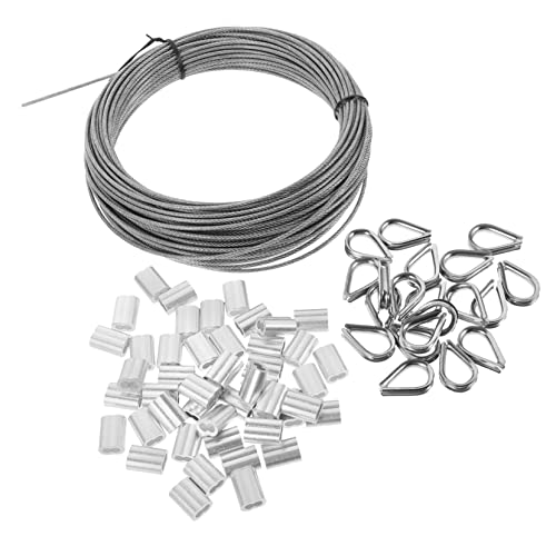 QUMIIRITY 1 Satz Stahlseil Kauschen Set mit Thimble und Kappen Drahtseil für Kabelgeländer DIY Geländer Lichter und Gartenprojekte von QUMIIRITY