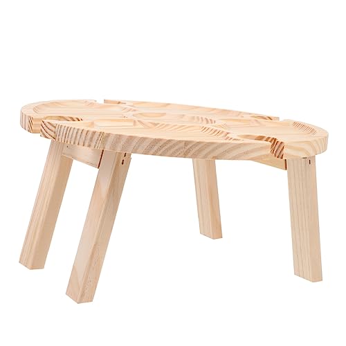 QUMIIRITY Tragbarer Picknicktisch Aus Holz Snacktisch Runder Serviertisch von QUMIIRITY