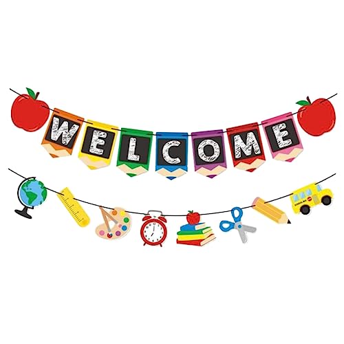 QUMIIRITY 2 Stück Teiliges Türbanner Schulanfang Dekoration Back To School Girlande mit Buchstaben für Klassenzimmer Fenster Türen Willkommensdeko für Schulanfang Party QUMIIRITY 2 Stück Teiliges Türbanner Schulanfang Dekoration Back To School Girlande mit Buchstaben für Klassenzimmer Fenster Türen Willkommensdeko für Schulanfang Party von QUMIIRITY
