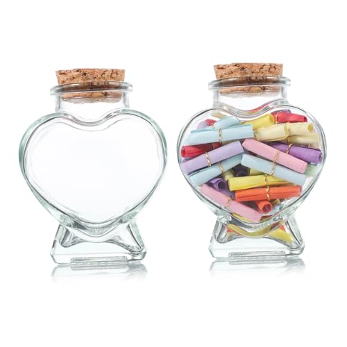 QUMIIRITY 2stücke Herz Glasflaschen Mit Korken Transparent Diy Bonbongläser Glasgefäße Wunschflaschen Mit Korkverschluss Für Dekoration Und Geschenke von QUMIIRITY