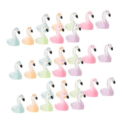 QUMIIRITY 30Stücke Mini Flamingo Figuren Leuchtende Flamingo Dekoration für Mikro Garten Puppenhaus und Desktop Kompakte Flamingo Skulpturen in Mischfarben für Kreative Deko von QUMIIRITY