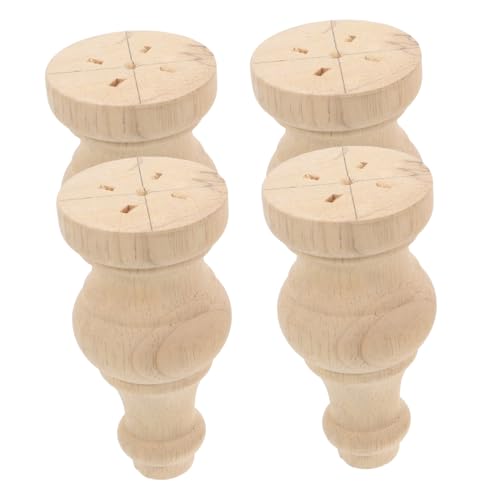 QUMIIRITY 4 Stück Massivholz Möbelbeine Runde Holzfüße für Sofa Kommode Stuhl Stabile und Kunstvolle Möbelfüße aus Langlebigem Vollholz Einfache Montage Elegantes Design für Vielseitige von QUMIIRITY