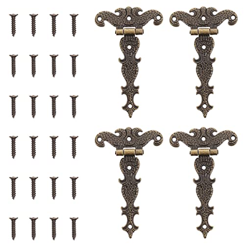 QUMIIRITY 4 Stück Vintage Scharniere Zinklegierung Antik Design für Holzkisten und Türen Installieren Dekorativ und Funktional für Möbelprojekte von QUMIIRITY