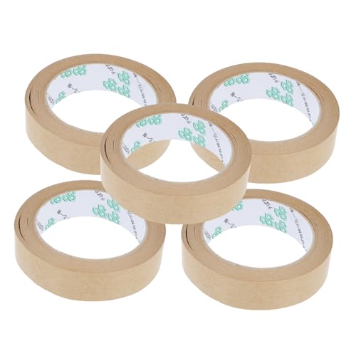 QUMIIRITY 5 Stück Teiliges Umweltfreundliches Kraftpapier packband Selbstklebend Starke Haftung Vielseitig für Versand Verpackung und Kartonversiegelung Geeignet von QUMIIRITY