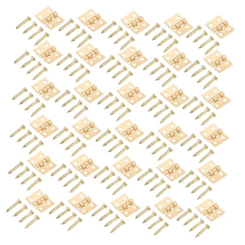 QUMIIRITY 50 Stück Teiliges Scharniere Gelb mit Nägeln Robuste Möbelscharniere für Schmuckkästchen Holzkisten Vielseitig für Möbel Werkzeug und Geschenkboxen Langlebig und Einfach zu von QUMIIRITY