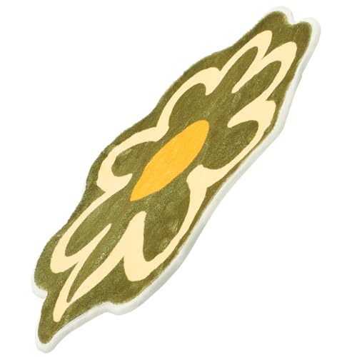QUMIIRITY Blumenform Teppich rutschfeste Badematte Wasserabsorbierend für Badezimmer Schlafzimmer und Wohnzimmer Dekorativer Fußmatte Grün aus Hochwertigem Material von QUMIIRITY