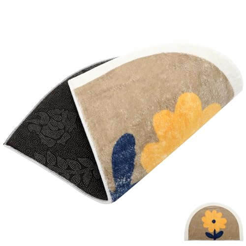 QUMIIRITY Halbrunde Badematte rutschfest Saugfähige Badezimmermatte aus Weichem Dickem Material Dekorative Teppich für Badezimmer Geeignet für Verschiedene Wohnstile von QUMIIRITY