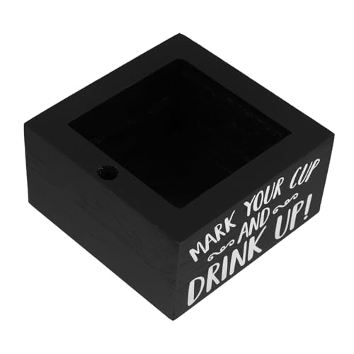QUMIIRITY Holz Becher Organizer mit Stifthalter Stabiler Getränkehalter für Partys Bar und Küchentheken Multifunktionale Aufbewahrungslösung für Papierbecher und Weingläser Schwarz von QUMIIRITY