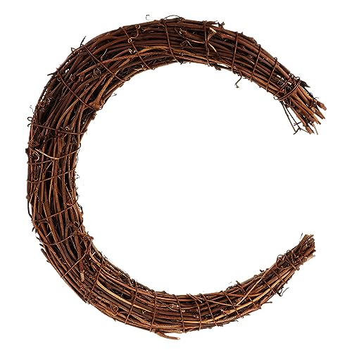 QUMIIRITY Rattan Kranz Rahmen Mondförmiger Rattan Dekorativer Kranz Aus Naturmaterialien Für Heimdekoration Und Festtagsgestaltung Für Tür Und Wanddekoration von QUMIIRITY