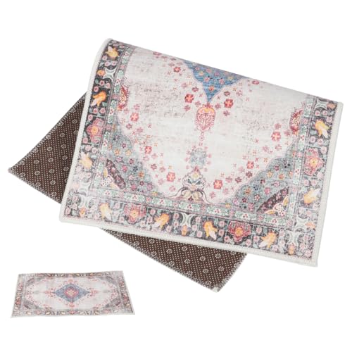 QUMIIRITY Retro Boho Ethnischer Antirutsch Fußmatte Vintage Blumen für Wohnzimmer Schlafzimmer und Eingangsbereich aus Strapazierfähigem von QUMIIRITY