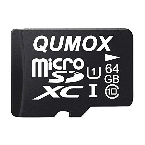 QUMOX Speicherkarte MicroSDXC 64GB UHS-I Grade 1 Class 10 mit SD Adapter für Smartphones und Tablets von QUMOX