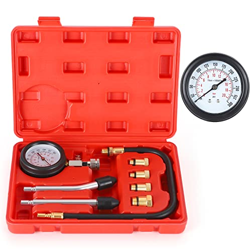 QUNNIE Kompression Tester Kit,Manometer Tool Set für die Prüfung Motorrad Auto Auto Außenbordmotor Kettensäge Schneemobil Auto Benzin Gas Motor von QUNNIE