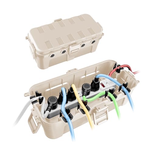 QUOBAS 2 Stück wasserdichte elektrische Box für den Außenbereich, elektrische Anschlussbox mit 6 Kabelanschlüssen, wetterfeste Verlängerungskabelabdeckung für Steckdosenleisten & Urlaubsbeleuchtung QUOBAS 2 Stück wasserdichte elektrische Box für den Außenbereich, elektrische Anschlussbox mit 6 Kabelanschlüssen, wetterfeste Verlängerungskabelabdeckung für Steckdosenleisten & Urlaubsbeleuchtung von QUOBAS
