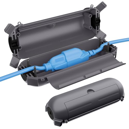 QUOBAS Verlängerungskabelabdeckung für den Außenbereich, wasserdichte Box und Sicherheitsgehäuse zum Schutz von Außensteckdosen, Steckern, Steckdosen und dekorativen Feiertagsleuchten, Größe S, Grau QUOBAS Verlängerungskabelabdeckung für den Außenbereich, wasserdichte Box und Sicherheitsgehäuse zum Schutz von Außensteckdosen, Steckern, Steckdosen und dekorativen Feiertagsleuchten, Größe S, Grau von QUOBAS