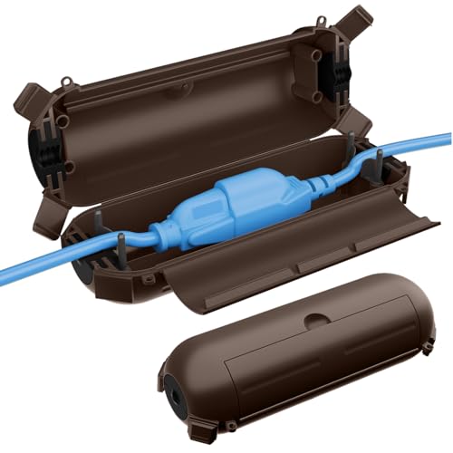 QUOBAS Verlängerungskabelabdeckung für den Außenbereich, wasserdichte Box und Sicherheitsgehäuse zum Schutz von Außensteckdosen, Steckern, Steckdosen und dekorativen Lichtern, Größe S, Braun, 2 Stück QUOBAS Verlängerungskabelabdeckung für den Außenbereich, wasserdichte Box und Sicherheitsgehäuse zum Schutz von Außensteckdosen, Steckern, Steckdosen und dekorativen Lichtern, Größe S, Braun, 2 Stück von QUOBAS