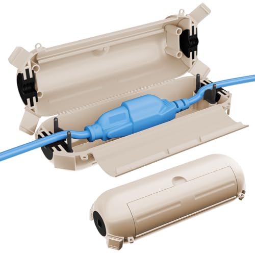 QUOBAS Verlängerungskabelabdeckung für den Außenbereich, wasserdichte Box und Sicherheitsgehäuse zum Schutz von Außensteckdosen, Steckern, Steckdosen und dekorativen Lichtern, Größe S, Mandel, 2 Stück QUOBAS Verlängerungskabelabdeckung für den Außenbereich, wasserdichte Box und Sicherheitsgehäuse zum Schutz von Außensteckdosen, Steckern, Steckdosen und dekorativen Lichtern, Größe S, Mandel, 2 Stück von QUOBAS