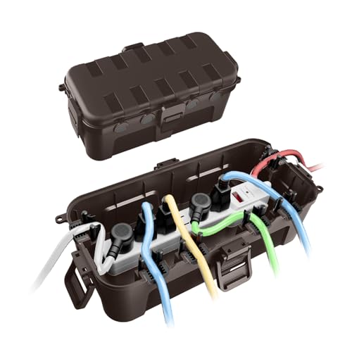QUOBAS Wasserdichte Elektrobox für den Außenbereich, elektrische Anschlussbox mit 6 Kabelanschlüssen, wetterfeste Verlängerungskabelabdeckung für Steckdosenleisten und Urlaubslichter QUOBAS Wasserdichte Elektrobox für den Außenbereich, elektrische Anschlussbox mit 6 Kabelanschlüssen, wetterfeste Verlängerungskabelabdeckung für Steckdosenleisten und Urlaubslichter von QUOBAS