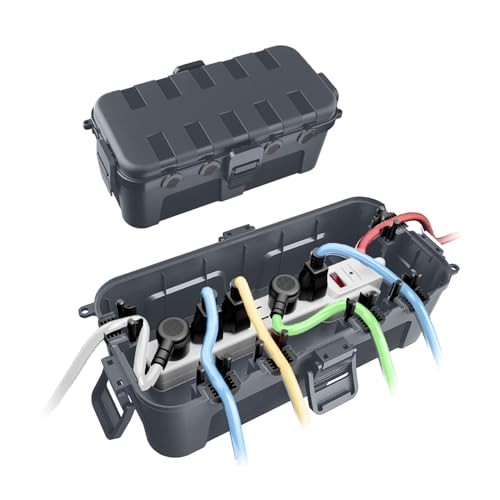 QUOBAS Wasserdichte Elektrobox für den Außenbereich, elektrische Anschlussbox mit 6 Kabelanschlüssen, wetterfeste Verlängerungskabelabdeckung für Steckdosenleisten und Urlaubslichter QUOBAS Wasserdichte Elektrobox für den Außenbereich, elektrische Anschlussbox mit 6 Kabelanschlüssen, wetterfeste Verlängerungskabelabdeckung für Steckdosenleisten und Urlaubslichter von QUOBAS