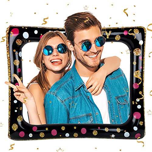 Aufblasbarer Fotorahmen Selfie Bilderrahmen, Selfie Rahmen Aufblasbare Photo Booth Requisiten, Groß Schwarz Foto Booth Frame für Geburtstag Hochzeit Weihnachten Party Deko Fotoautomat Zubehör 65x78cm von QUOHE