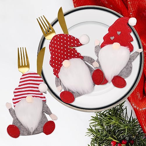 Besteckhalter Weihnachten Filz, Bestecktasche Weihnachtsmann Besteckbeutel Santa Claus Tischdeko, 6 Stück Rot Weihnachts Messer Gabeln Löffel Geschirr Besteck Taschen für Party Tisch Weihnachtsdeko von QUOHE