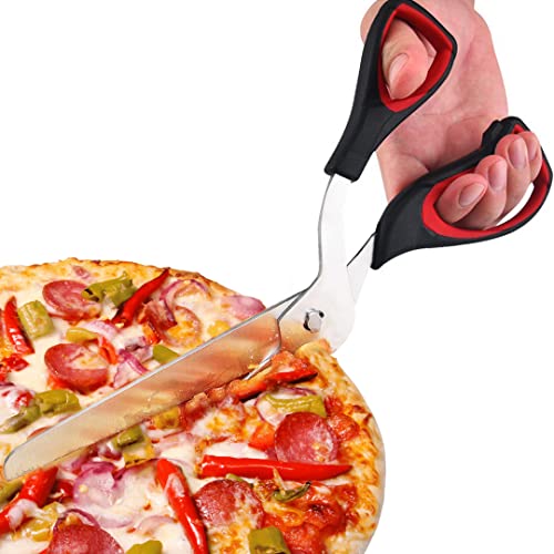 Pizzaschere Pizzaschneider, Küchenschere Pizzamesser Edelstahl Scharfe Schere Schneidemesser, 27cm Groß Pizza Cutter Schneider Messer Teilbar Spülmaschinenfest für Weihnachten Lustige Geschenke von QUOHE