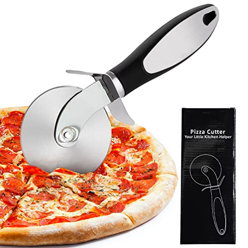 Pizzaschneider, Pizzaroller Pizza Cutter Schneider Schneidemesser mit Edelstahl Scharfem Schneiderad, Groß Pizzarad Pizzamesser Teigschneider Spülmaschinenfest für Weihnachten Lustige Geschenke von QUOHE