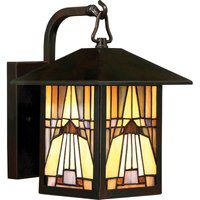 QZ-INGLENOOK2-S Wandleuchte Inglenook 1xE27 60W Tiffany Glas, Metall Bronze H:28,7cm B:17,8cm IP44 dimmbar - Quoizel von QUOIZEL